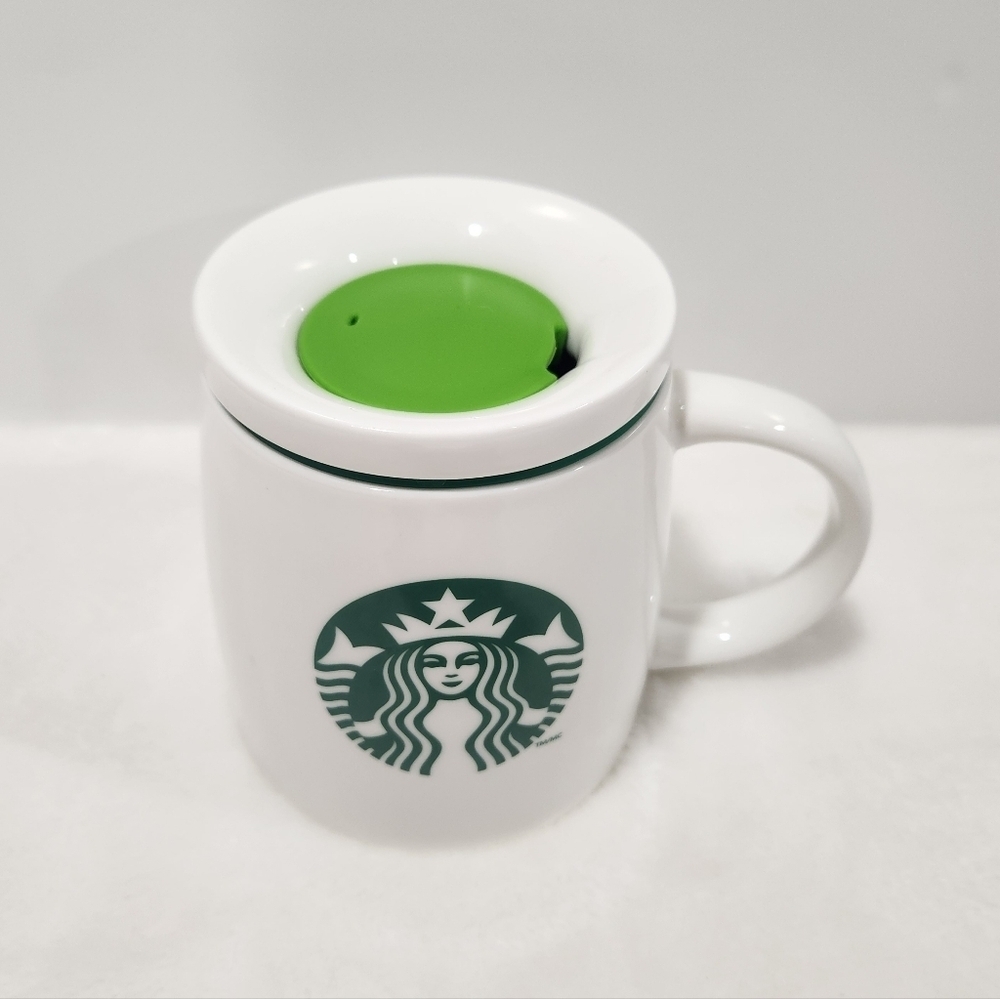 Starbucks 2011 White Green Black Rare Chubby Travel Coffee Cup Mug 16 Oz